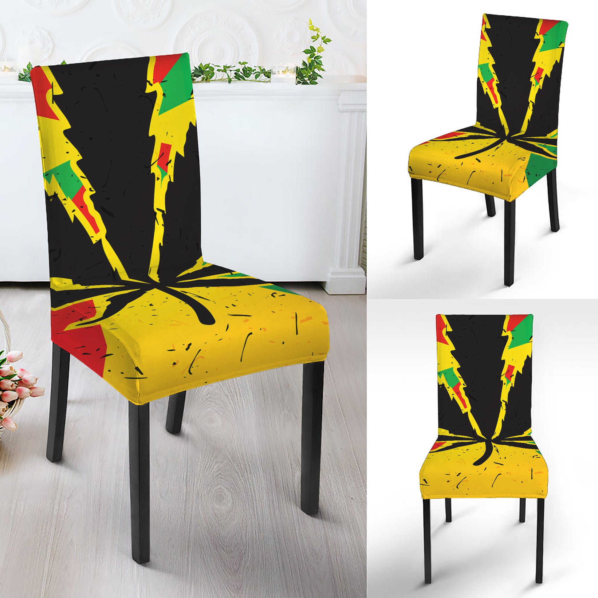Cannabis Rasta Print Dining Chair Slipcover