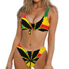 Cannabis Rasta Print Front Bow Tie Bikini