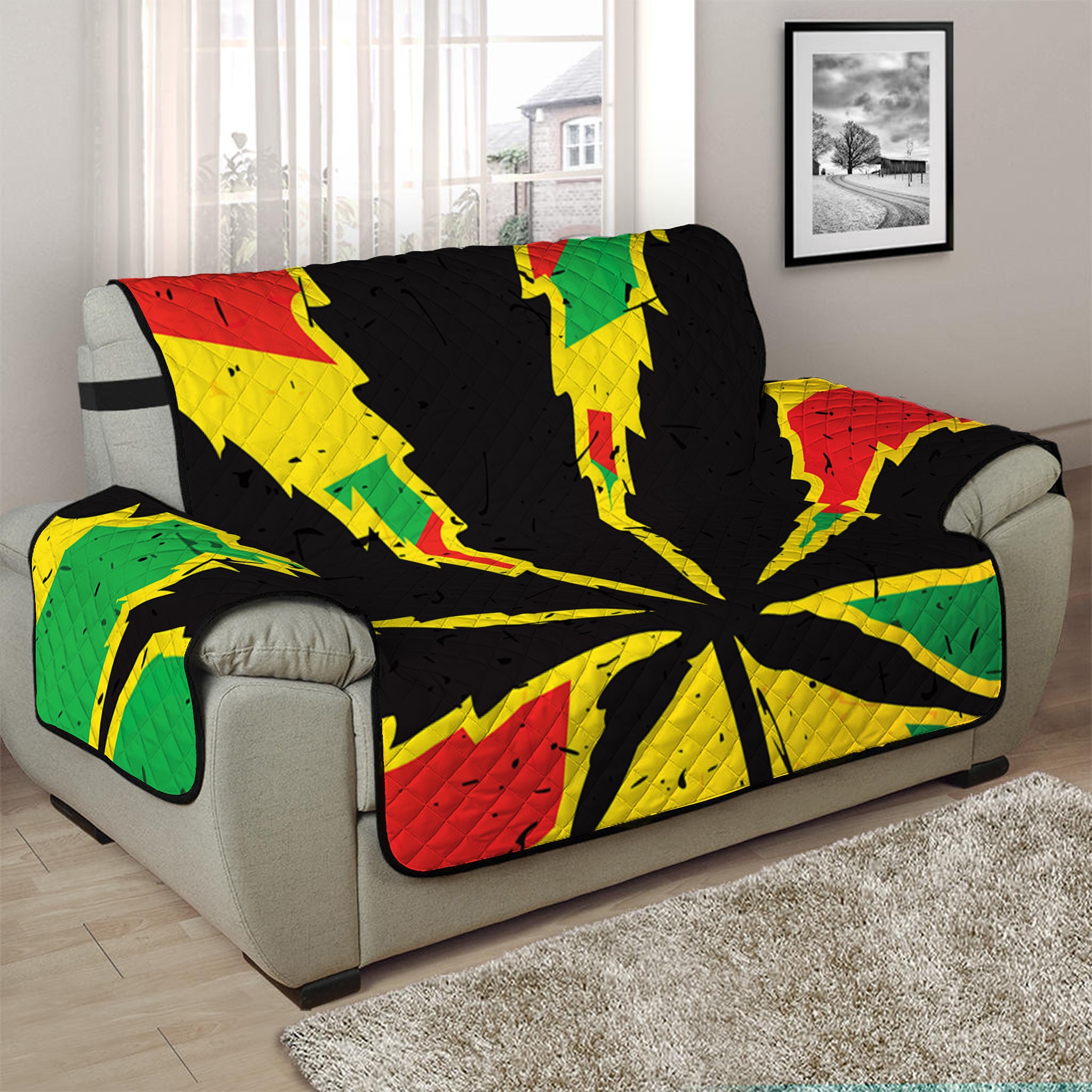 Cannabis Rasta Print Half Sofa Protector