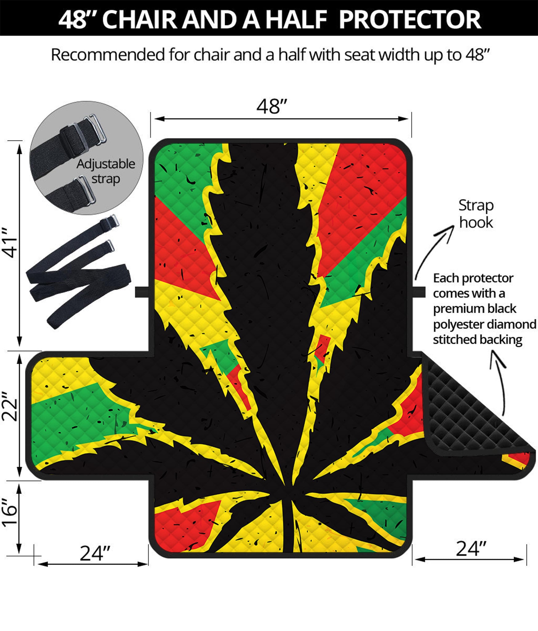 Cannabis Rasta Print Half Sofa Protector