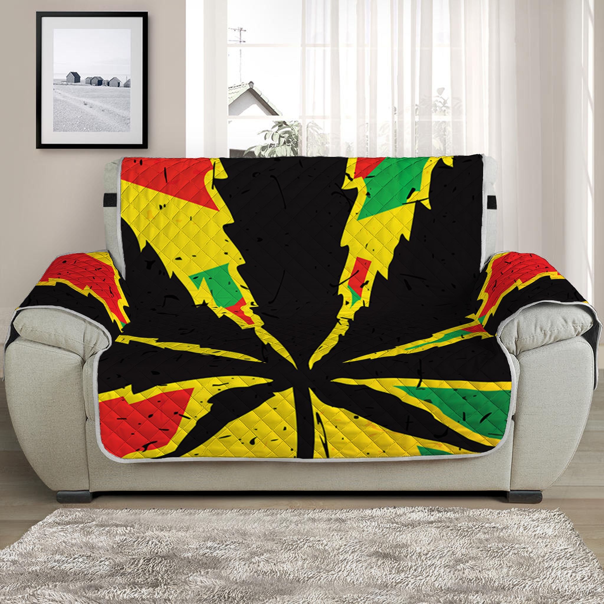 Cannabis Rasta Print Half Sofa Protector