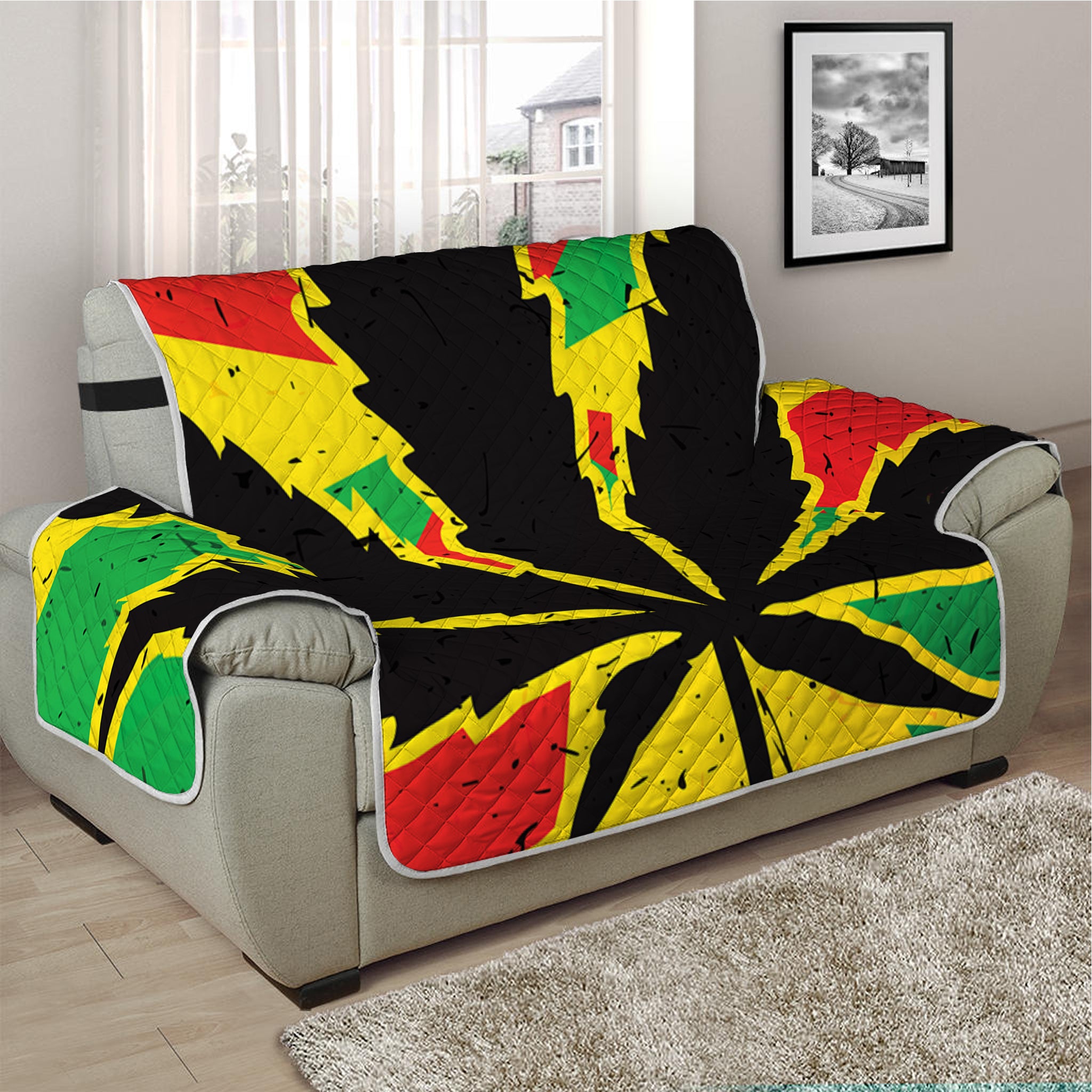 Cannabis Rasta Print Half Sofa Protector