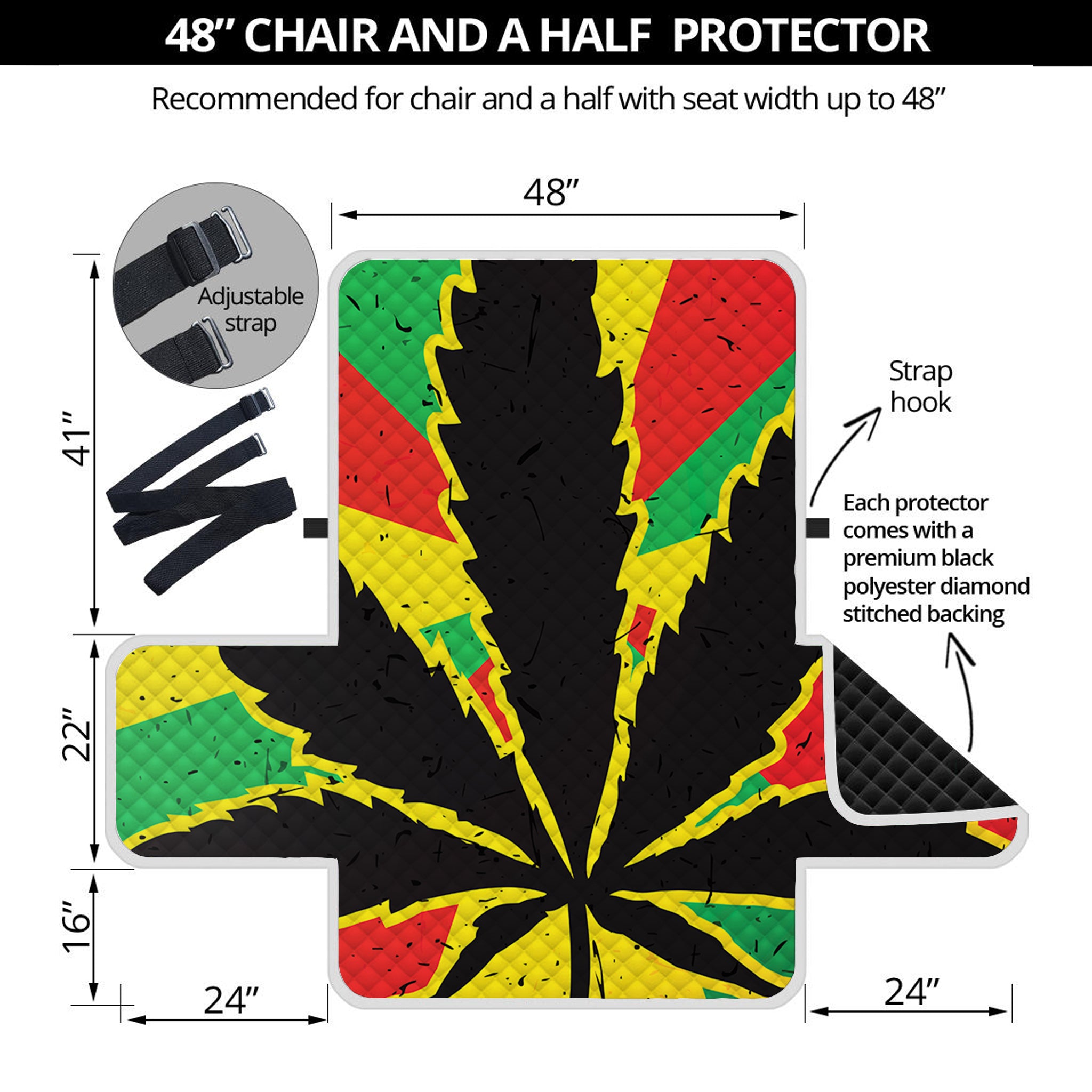 Cannabis Rasta Print Half Sofa Protector