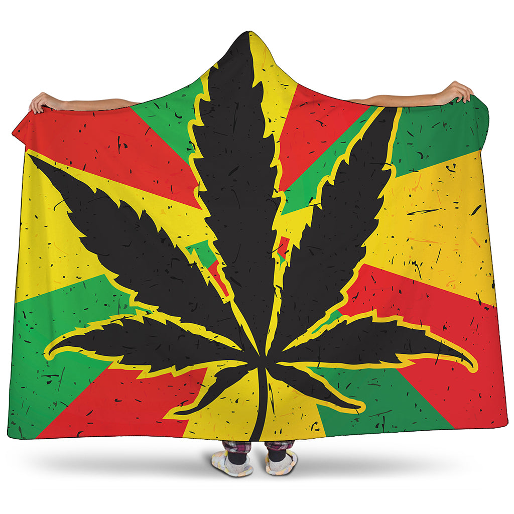 Cannabis Rasta Print Hooded Blanket