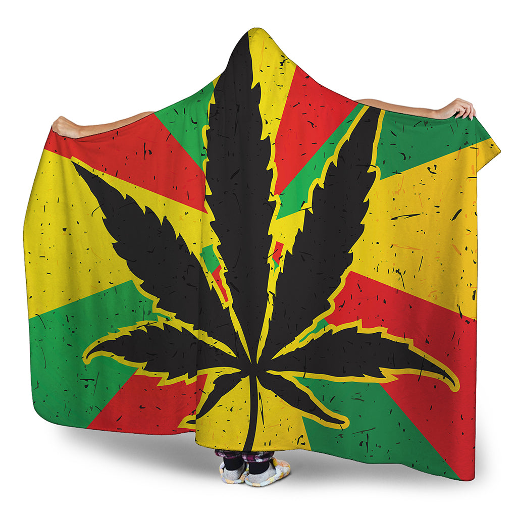 Cannabis Rasta Print Hooded Blanket