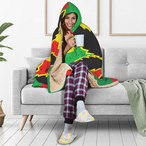 Cannabis Rasta Print Hooded Blanket