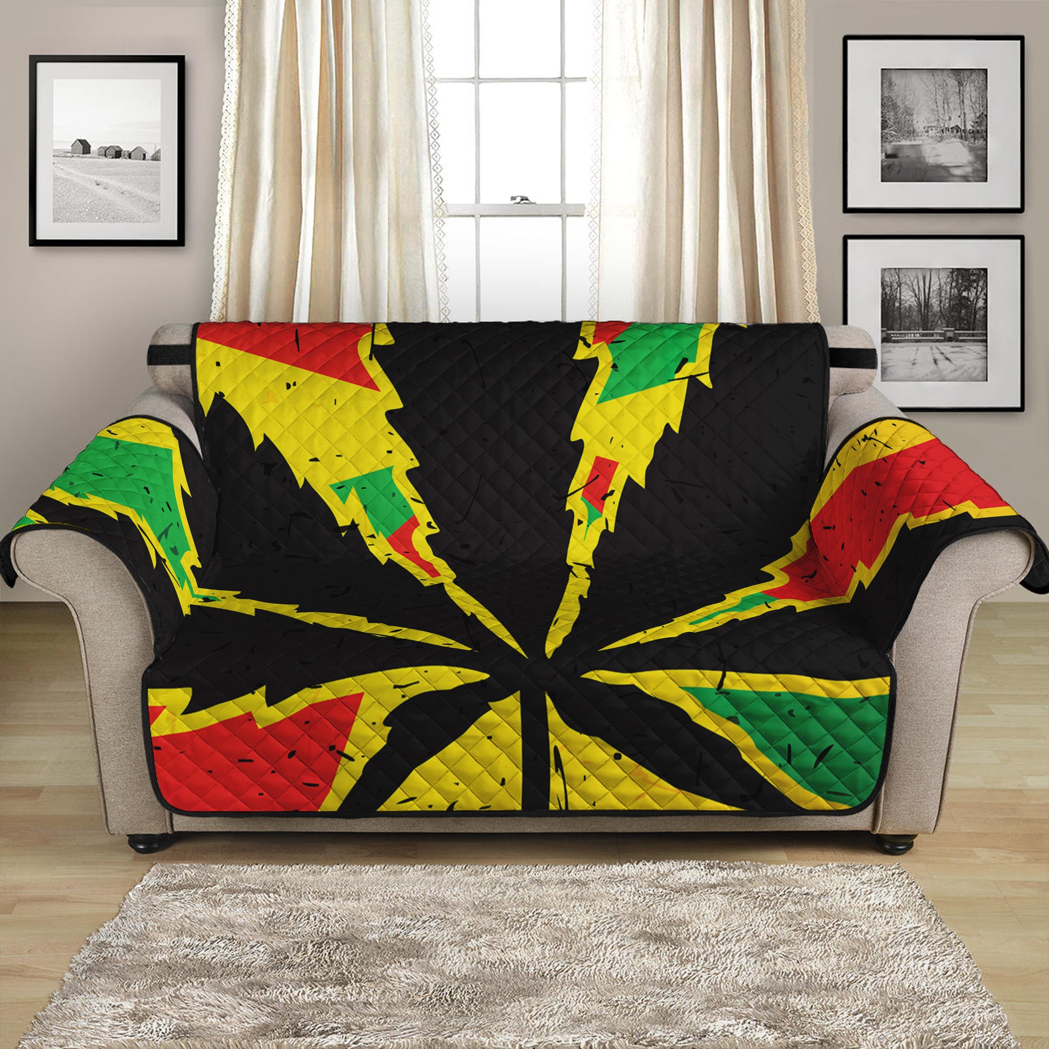 Cannabis Rasta Print Loveseat Protector