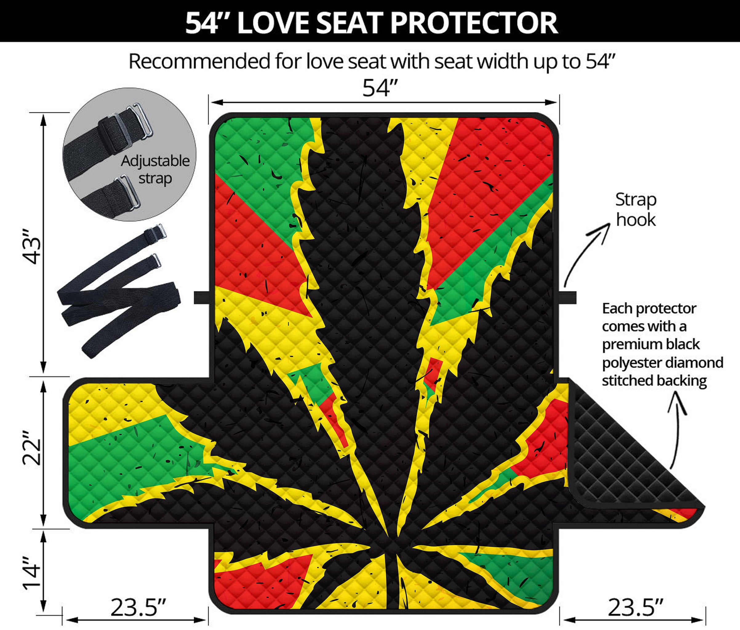 Cannabis Rasta Print Loveseat Protector