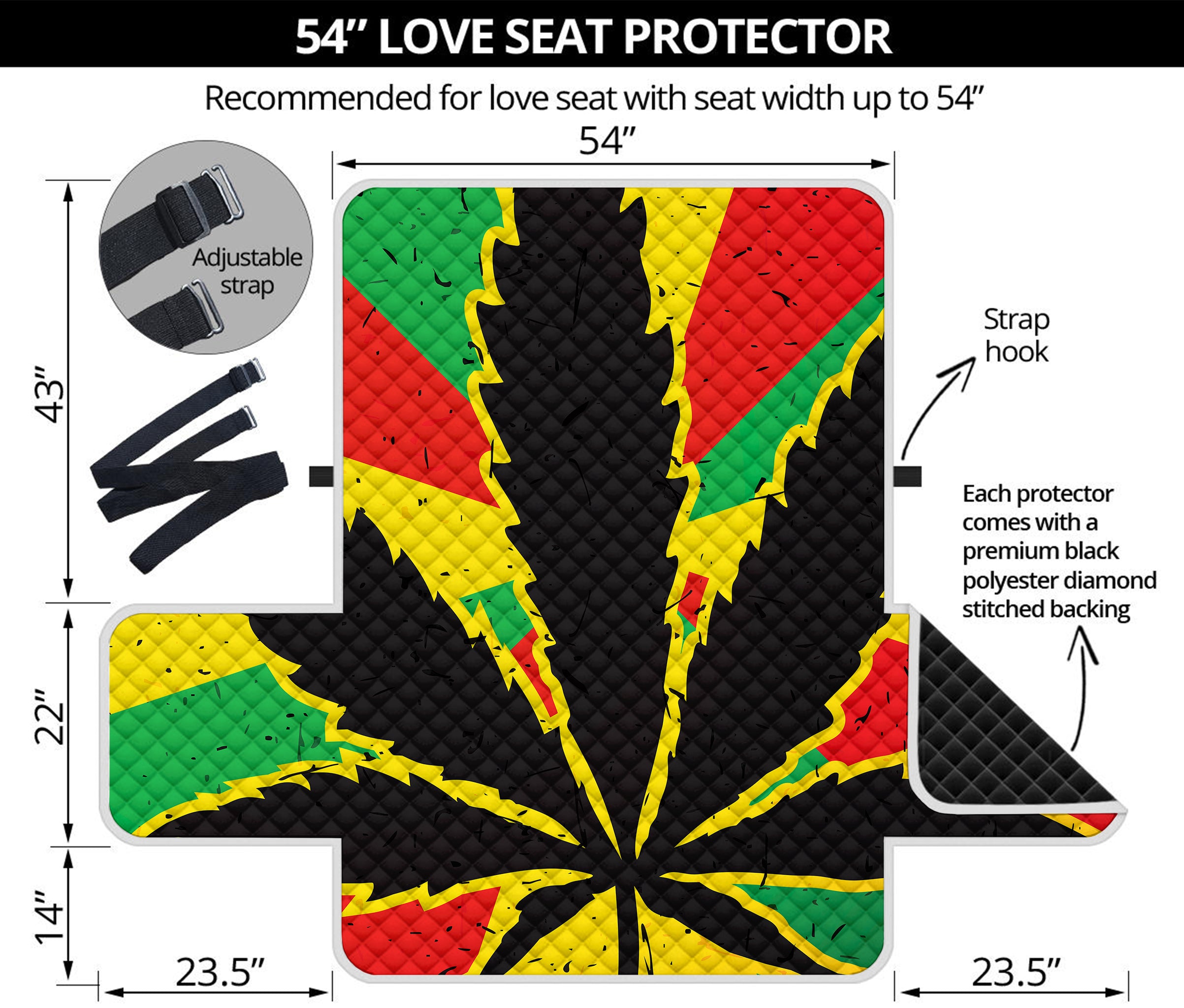 Cannabis Rasta Print Loveseat Protector