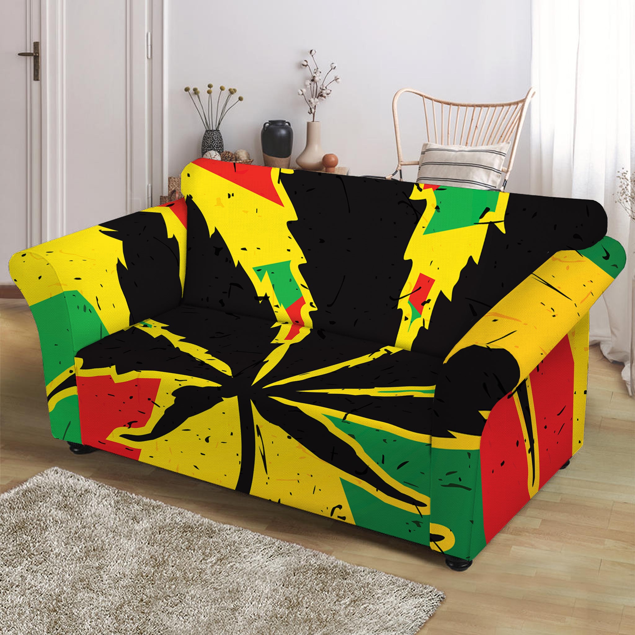 Cannabis Rasta Print Loveseat Slipcover