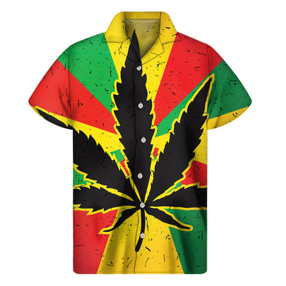 Cannabis Rasta Print Men's Short Sleeve Shirt