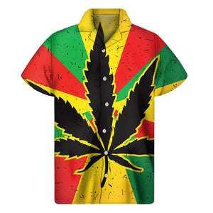 Cannabis Rasta Print Men's Short Sleeve Shirt