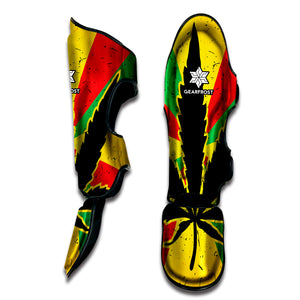 Cannabis Rasta Print Muay Thai Shin Guard