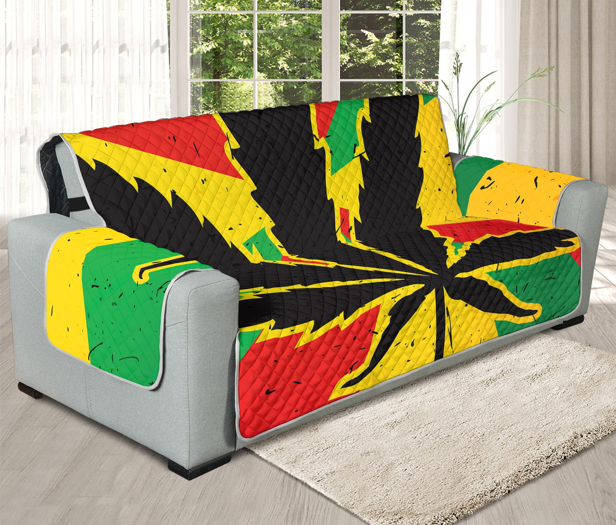 Cannabis Rasta Print Oversized Sofa Protector