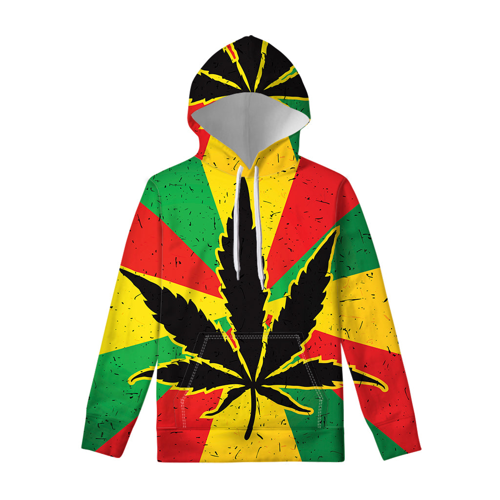 Cannabis Rasta Print Pullover Hoodie