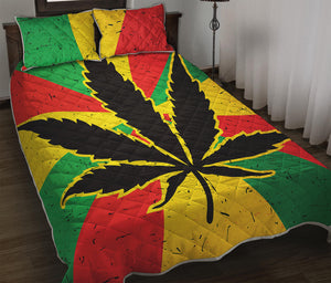 Cannabis Rasta Print Quilt Bed Set