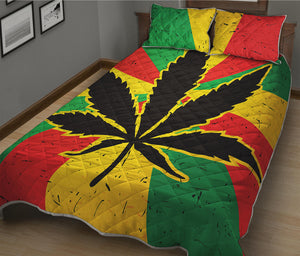 Cannabis Rasta Print Quilt Bed Set