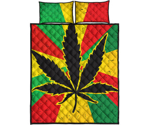 Cannabis Rasta Print Quilt Bed Set