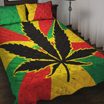 Cannabis Rasta Print Quilt Bed Set