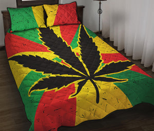 Cannabis Rasta Print Quilt Bed Set