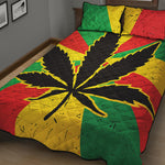 Cannabis Rasta Print Quilt Bed Set