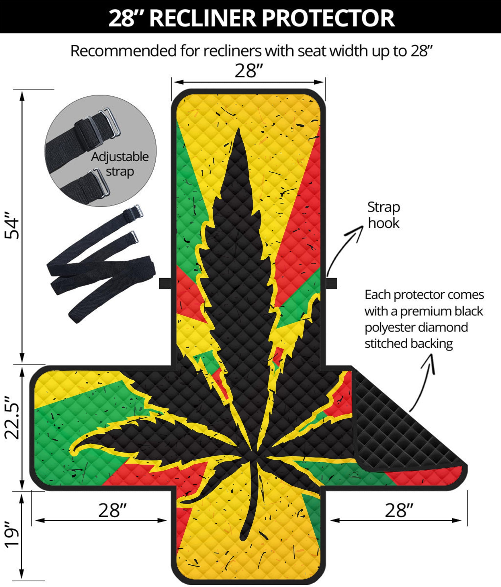 Cannabis Rasta Print Recliner Protector