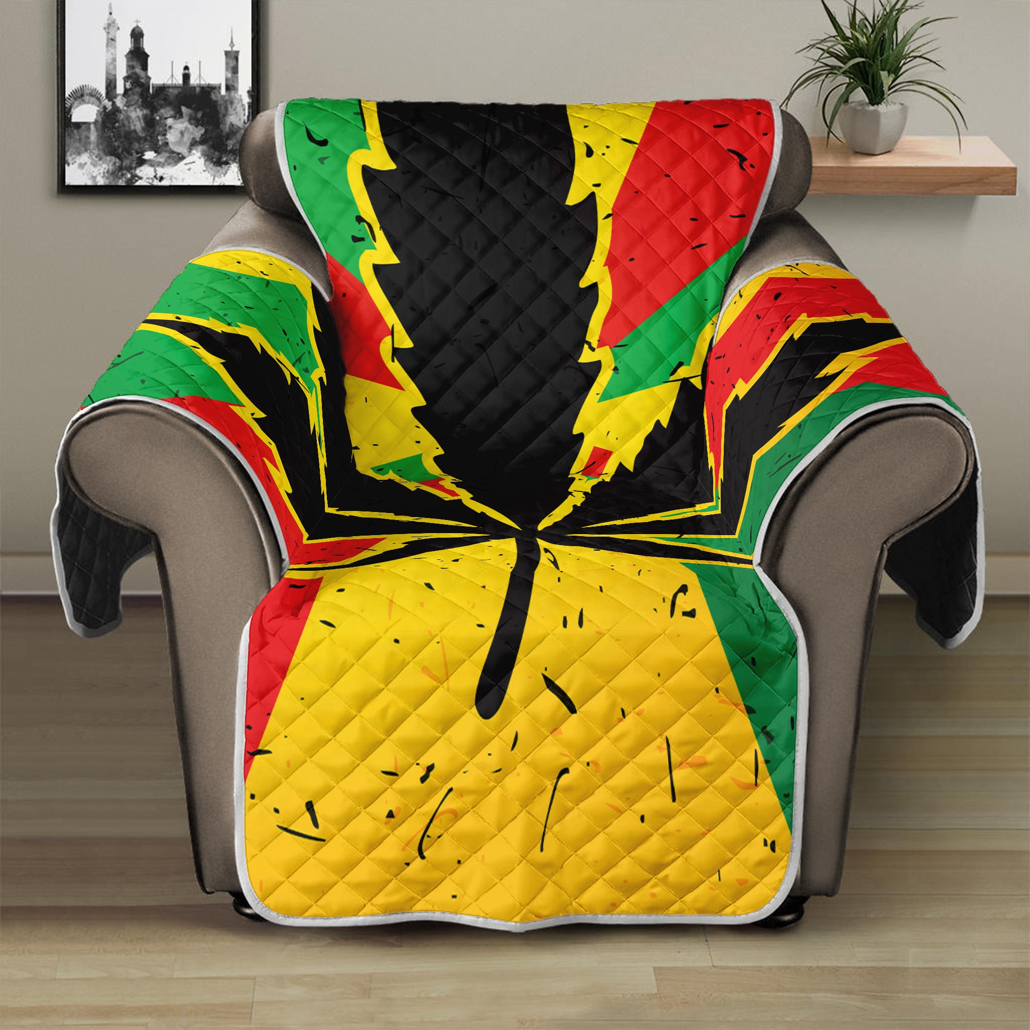 Cannabis Rasta Print Recliner Protector