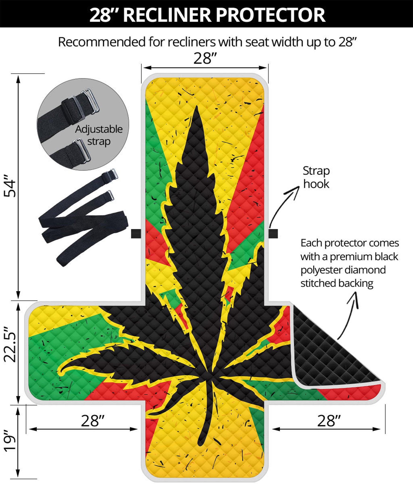 Cannabis Rasta Print Recliner Protector