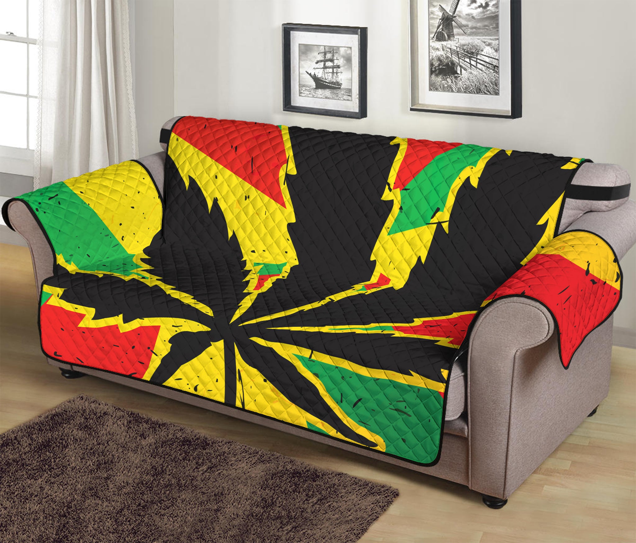 Cannabis Rasta Print Sofa Protector