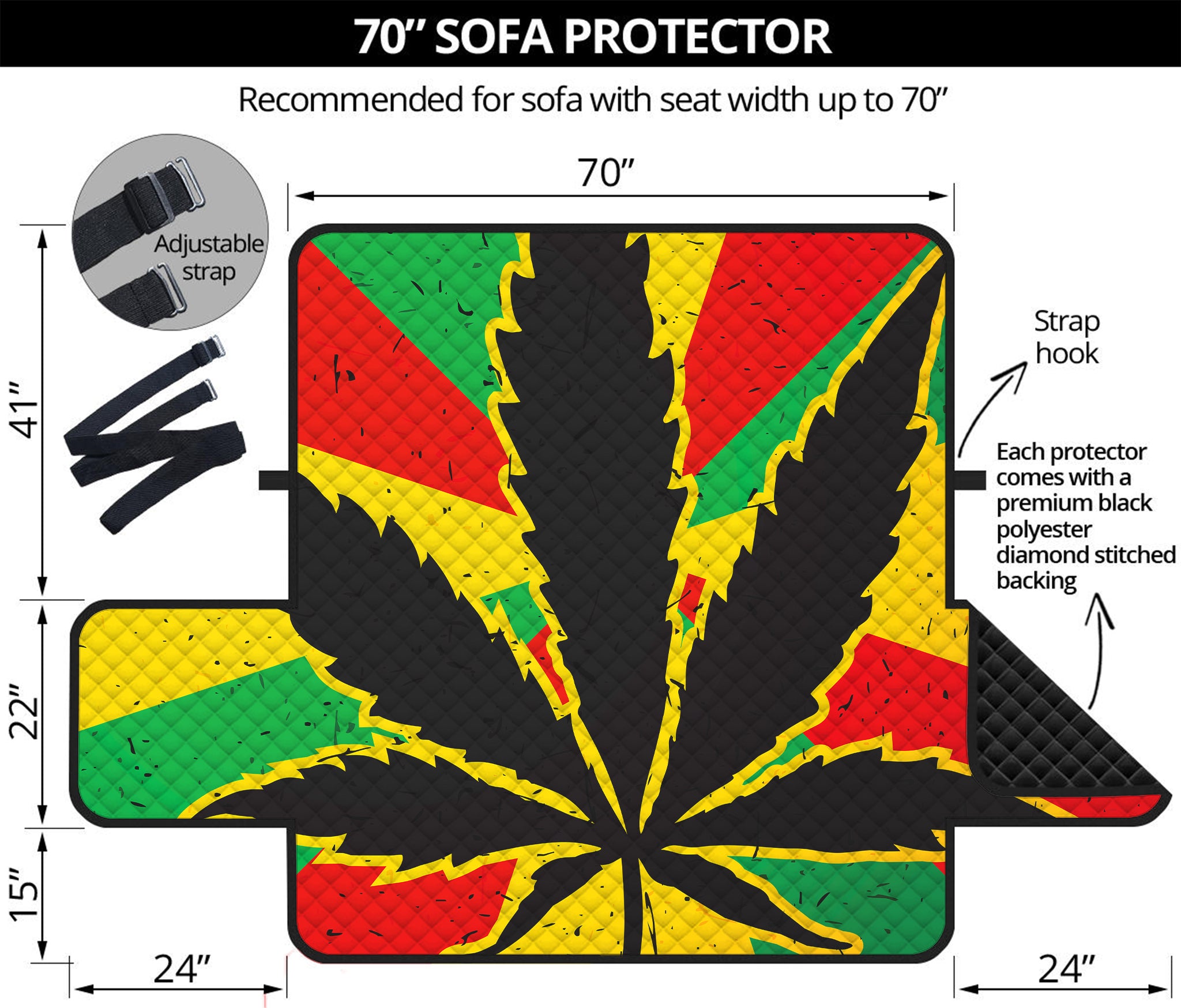 Cannabis Rasta Print Sofa Protector