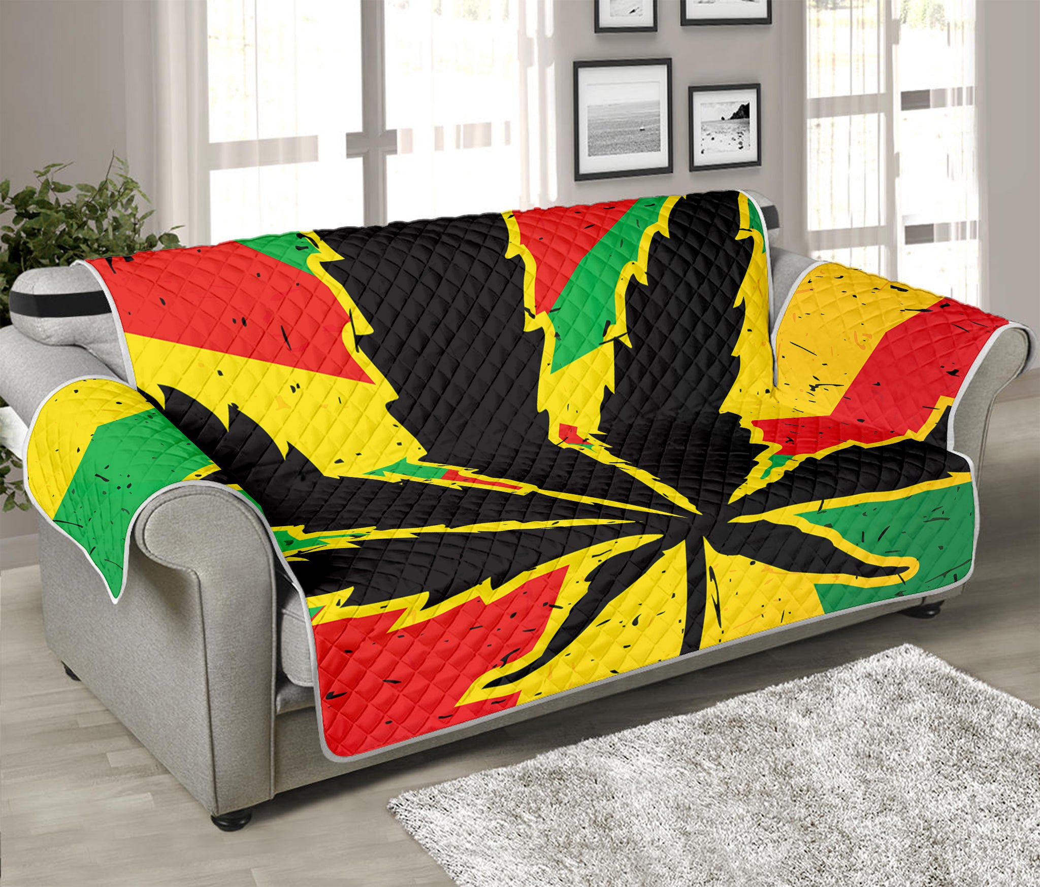 Cannabis Rasta Print Sofa Protector