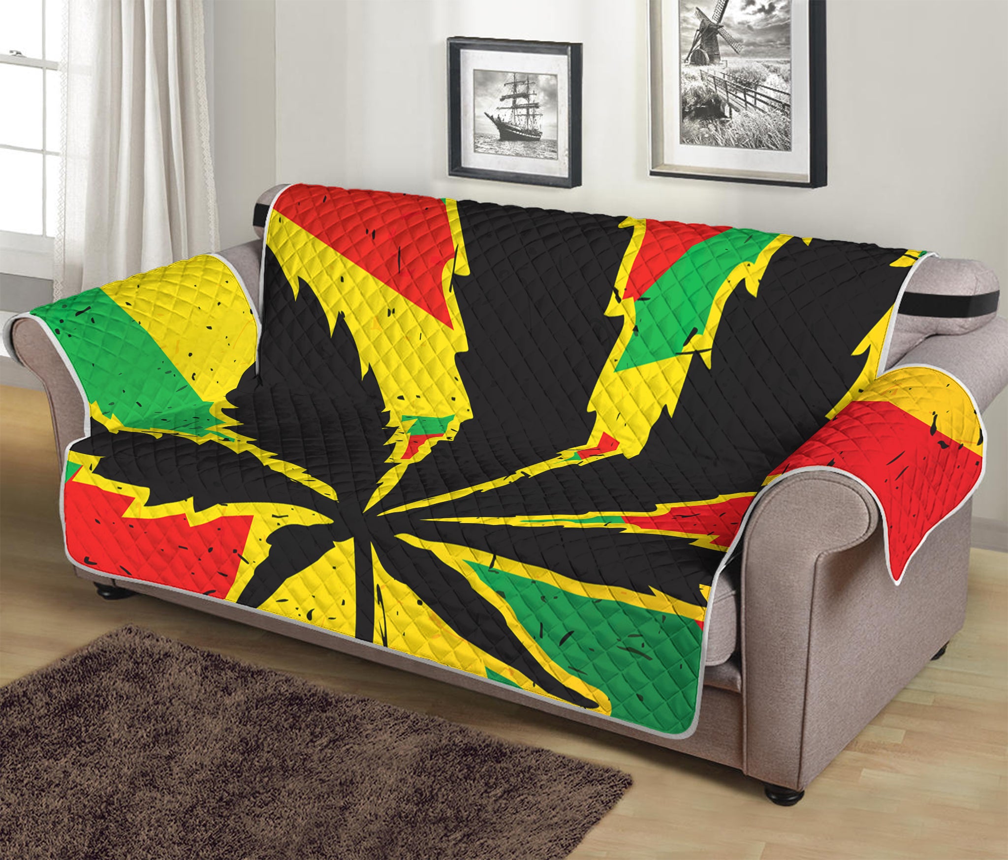 Cannabis Rasta Print Sofa Protector