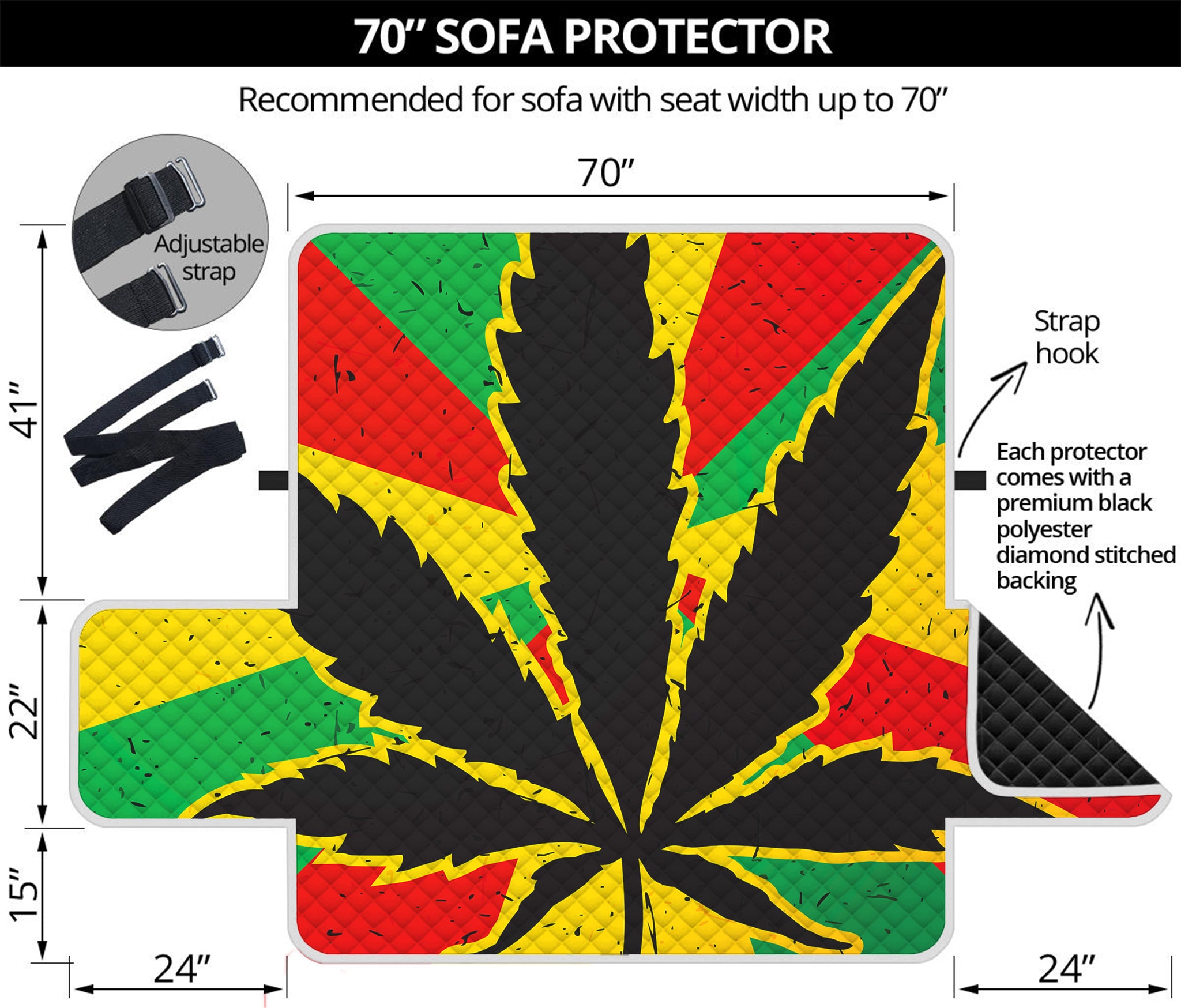 Cannabis Rasta Print Sofa Protector