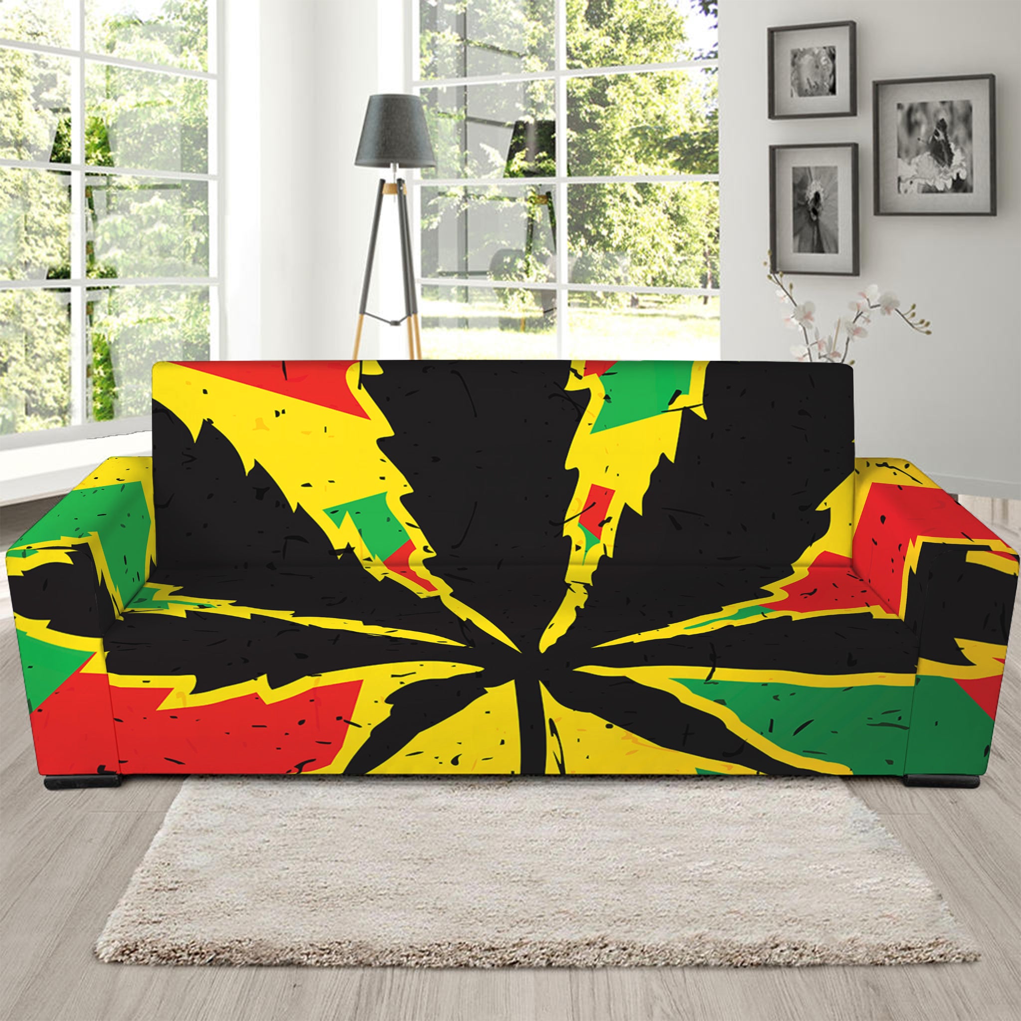 Cannabis Rasta Print Sofa Slipcover