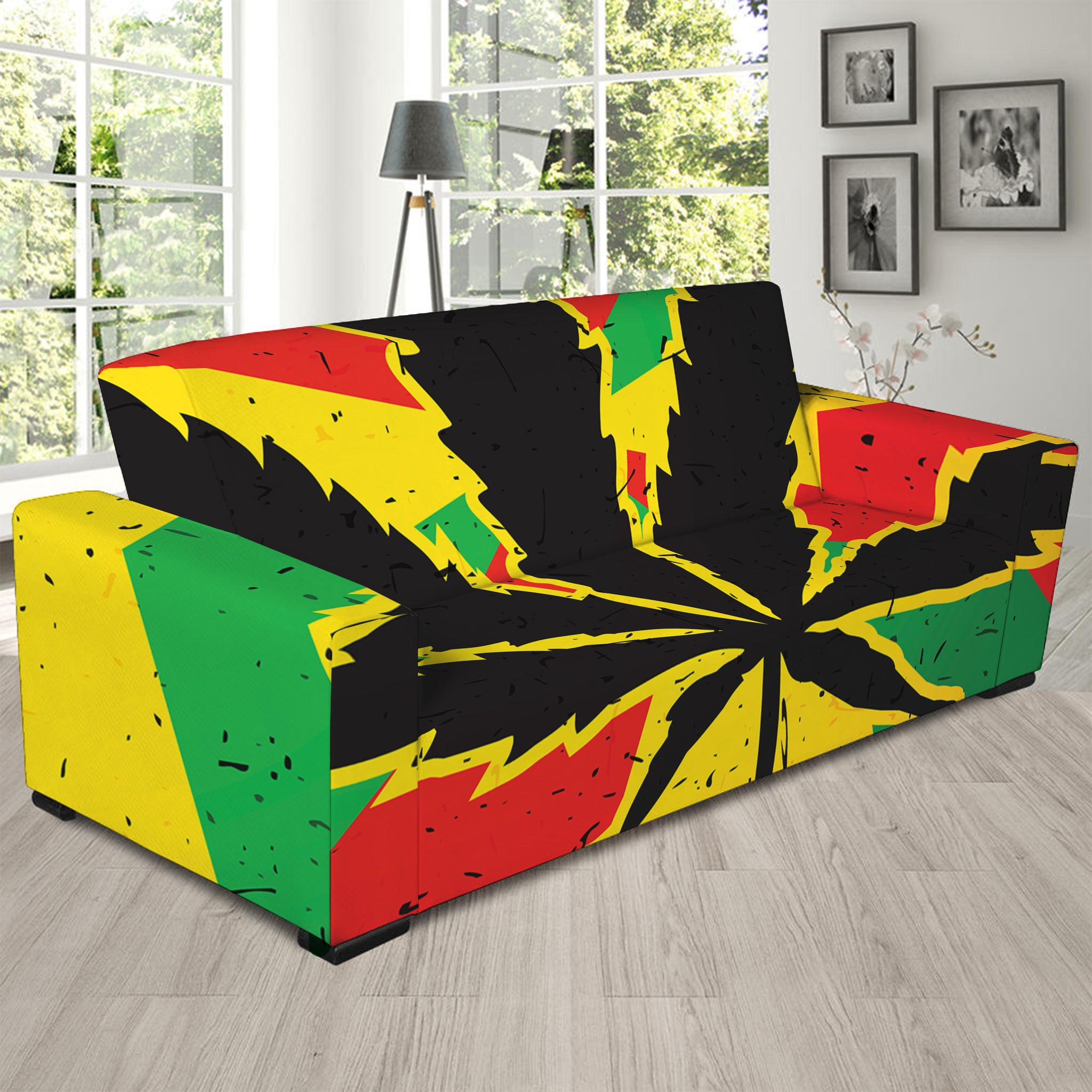 Cannabis Rasta Print Sofa Slipcover