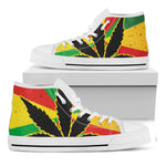 Cannabis Rasta Print White High Top Shoes