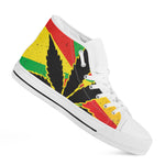 Cannabis Rasta Print White High Top Shoes