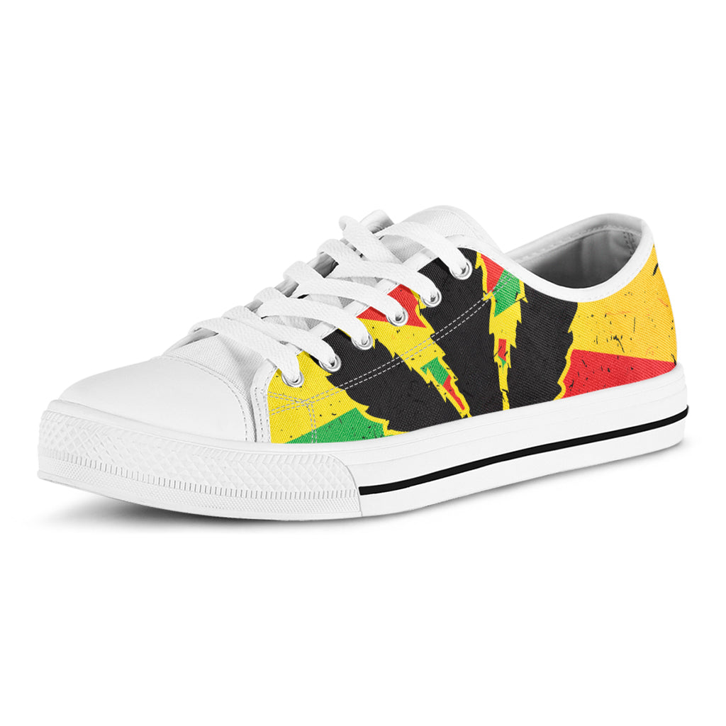 Cannabis Rasta Print White Low Top Shoes