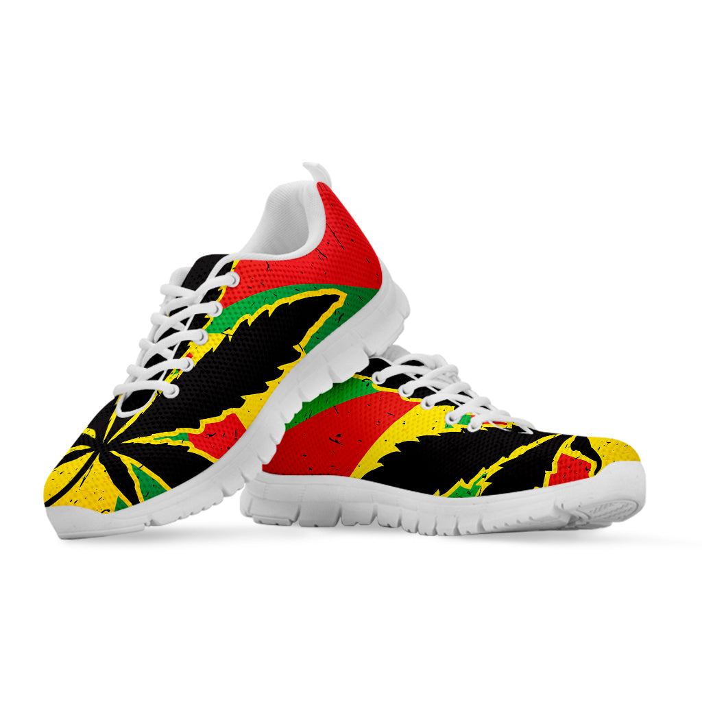 Cannabis Rasta Print White Sneakers