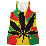 Cannabis Rasta Print Women's Racerback Tank Top