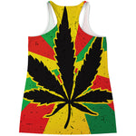 Cannabis Rasta Print Women's Racerback Tank Top