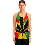 Cannabis Rasta Print Women's Racerback Tank Top