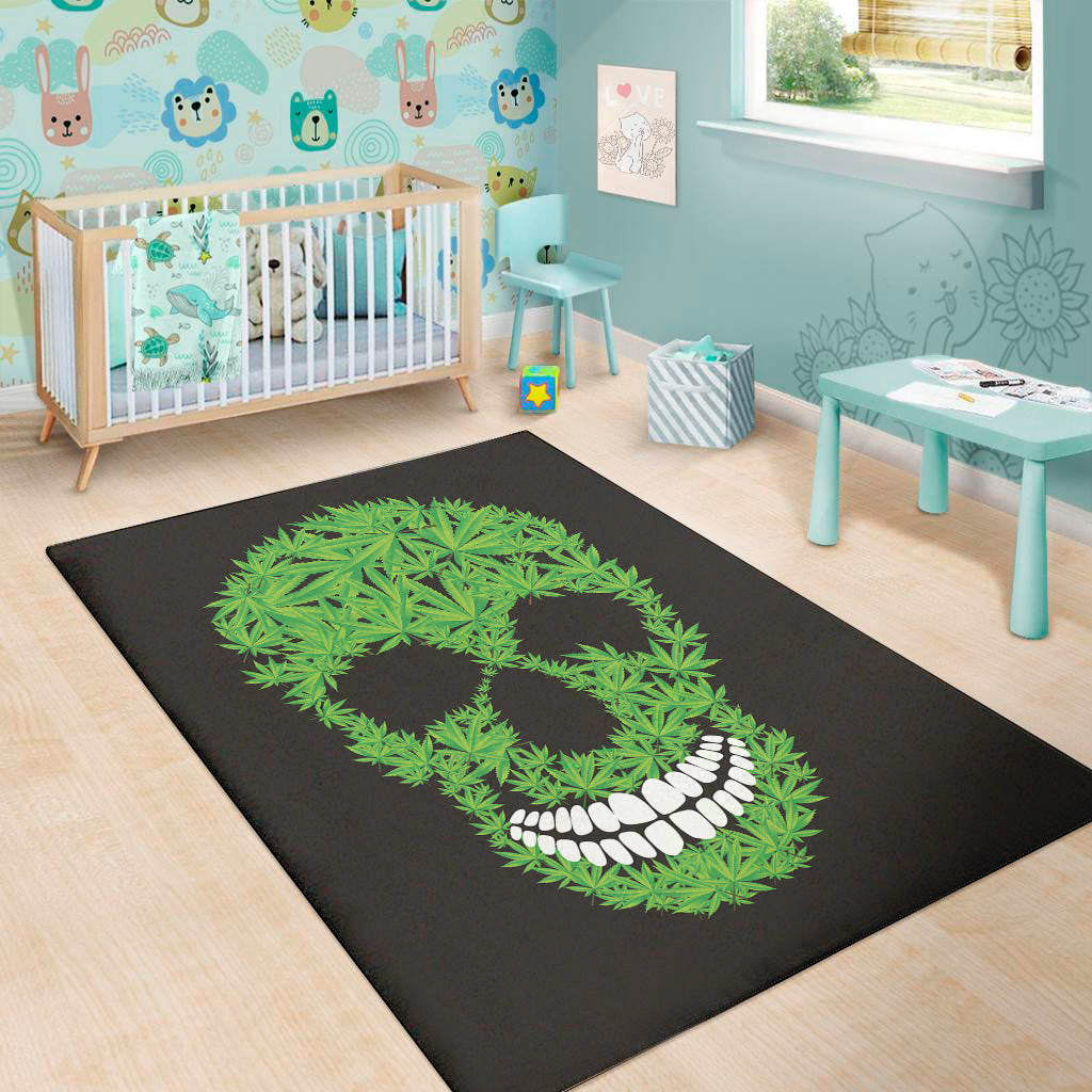 Cannabis Skull Print Area Rug