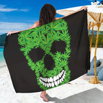 Cannabis Skull Print Beach Sarong Wrap