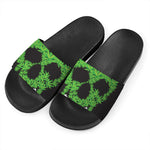 Cannabis Skull Print Black Slide Sandals