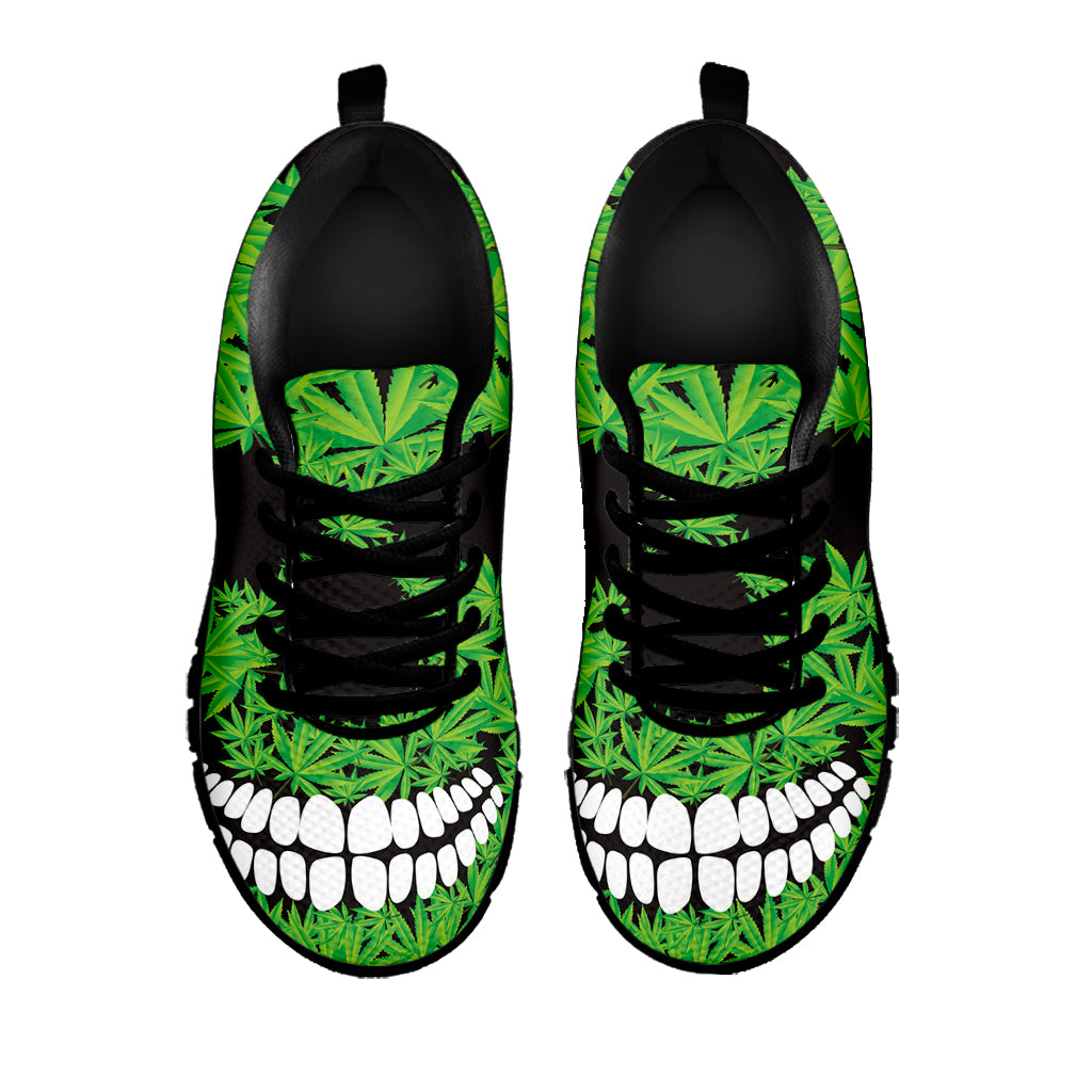 Cannabis Skull Print Black Sneakers