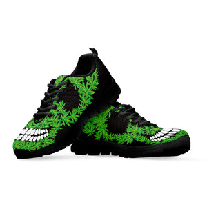 Cannabis Skull Print Black Sneakers