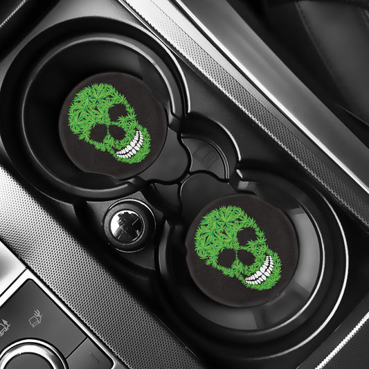 Cannabis Skull Print Car Coasters