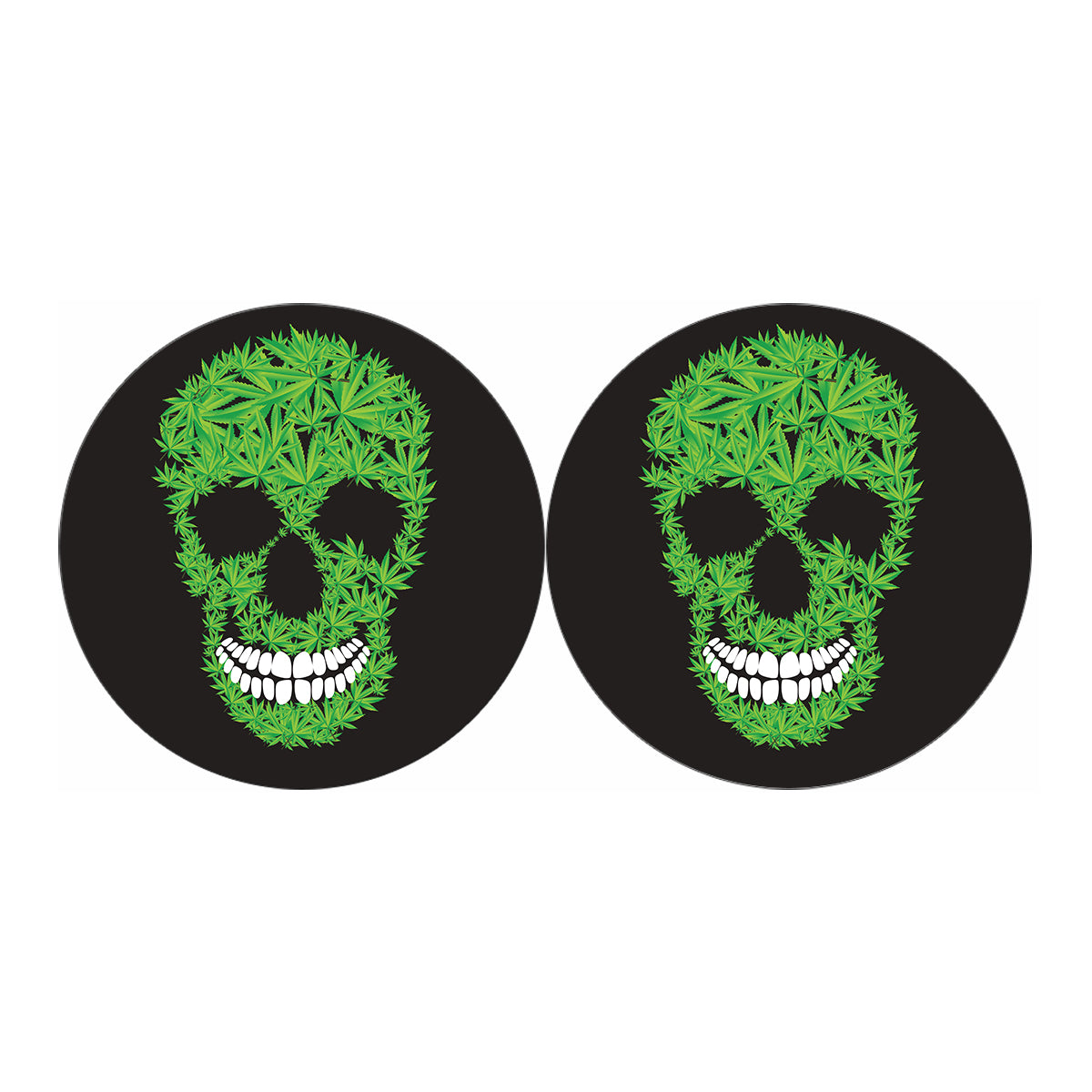Cannabis Skull Print Car Coasters