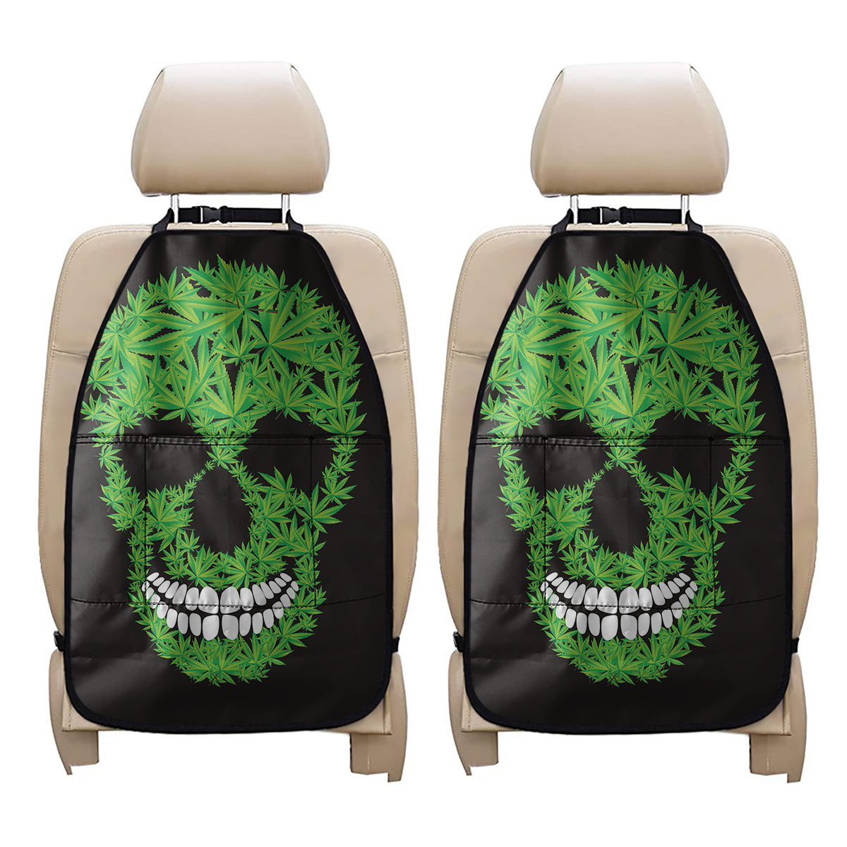 Cannabis Skull Print Car Seat Organizers